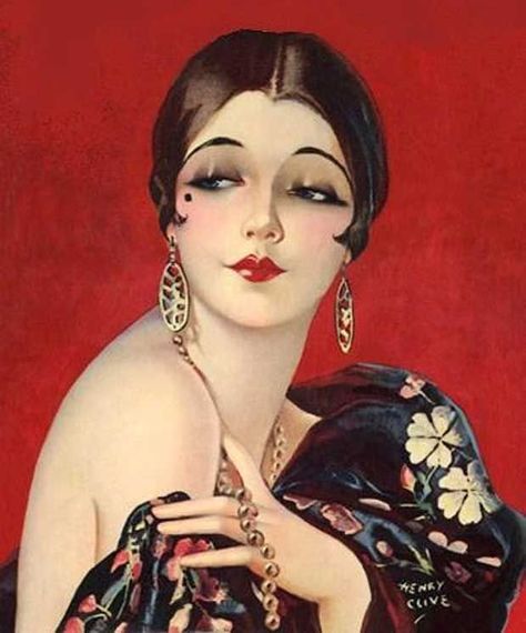 Henry Clive, Art Deco Makeup, 1920s Makeup, Silent Films, Flapper Art, Pinup Art, Art Deco Lady, Deco Poster, Art Deco Posters