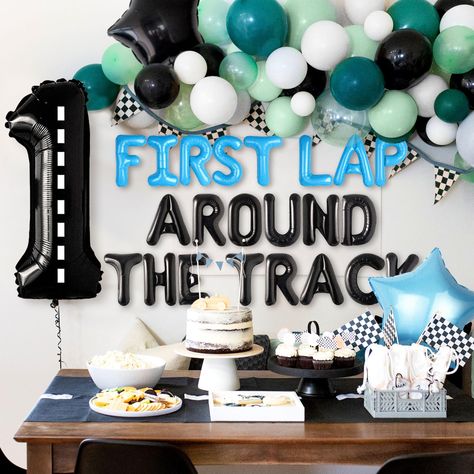 PRICES MAY VARY. Enjoy our Racing Car Fast One Party Banner. Very suitable for Racing Car first birthday, fast one birthday party. Our Racing Car First Birthday Party Decoration will make your party more interesting and immerse your family and guests in an unforgettable experience with value for money. You will get: 1 x First Lap Around The Track letter balloon, 2 x stars balloon, 1 x number 1 balloon, 20 x latex balloons. High-quality, strong and reusable. Beautiful, reusable, saving money. Hav 23 Birthday For Him, First Birthdays For Boys, Race Car Birthday Party Ideas One Year Old, Racing Theme 1st Birthday Party, Father Son Birthday Party Ideas, One Year Old Car Birthday Party, First Birthday Fast One, Son First Birthday Themes, One Fast Dude Birthday