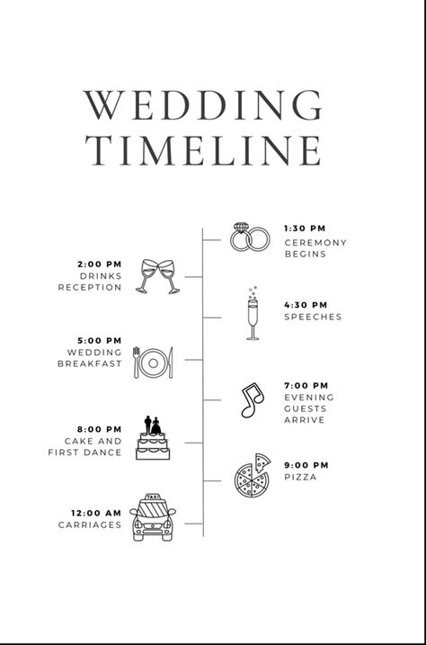 Wedding Timeline Sheet for Wedding Guests Wedding Compliments For Guests, Wedding Timeline For Guests, Wedding Planning Timeline Printable, Small Wedding Planner, Wedding Planner Checklist Printable, Wedding Lists, Wedding Invitation Cards Online, Wedding Layout, Wedding Planner Checklist