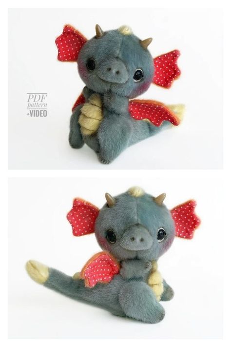 Easy Dragon Plush Sewing Pattern Dragon Doll Pattern, Dragon Plush Pattern Free, Plush Sewing, Fabric Art Diy, Teddy Bear Sewing Pattern, Fabric Sewing Patterns, Geek Crafts, Plushie Patterns, Dragon Toys