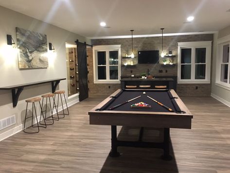 Pool Table Rooms, Basement Rec Room Ideas, Rec Room Ideas, Pool Room Ideas, Game Room With Pool Table, Billiards Room Decor, Table Installation, Room With Pool Table, Basement Rec Room