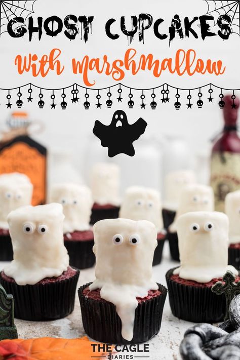 Marshmallow Cupcakes, Classroom Halloween, Ghost Cupcakes, Classroom Halloween Party, Southern Breakfast, Fun Halloween Treats, Healthy Halloween Treats, Halloween Treats For Kids, Halloween Food Treats