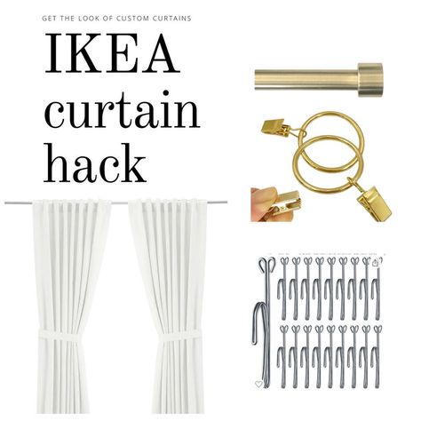 Ikea Curtain Hack Closet, Ikea Gold Curtain Rod, Ikea Curtain Rings, Ikea Ritva Curtains Hack, Ikea Curtain Rod Hack, Golden Curtain Rods, Ritva Ikea Curtains, Ikea Curtain Hack Ideas, Rivta Curtains Ikea Hack