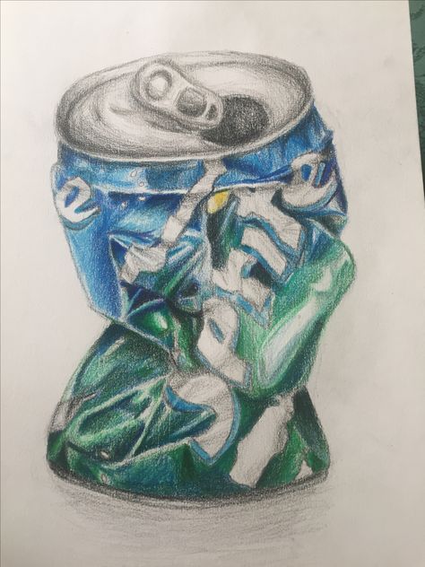 Sprite Can, Crushed Can, Can Drawing, Live Sketch, Waste Art, Soda Can Art, Bottle Drawing, Imagination Art, Art Painting Gallery