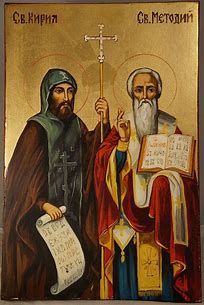 Brothers, Cyril and Methodius—were among the earliest missionaries taking the Bible to an unreached people! The Duke of Monrovia, today’s Czech Republic, asked the Byzantine Emperor to send missionaries to the Slavic people. Two brothers, Cyril and Methodius volunteered—translating the Gospels, the psalter, as well as Paul’s letters into the language of the people. Cyril And Methodius, Byzantine Emperor, Orthodox Saints, S Letters, Roman Church, St Jerome, Catholic Pictures, Eastern Orthodox Church, Christian Icons