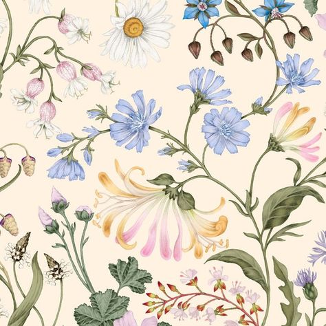 Floral Wallpapers | The Design Yard Illustrated Wallpaper, Design Yard, Chintz Pattern, Lost Garden, Bright Wallpaper, Garden Wallpaper, Flower Soft, Floral Drawing, Wallpaper Designs