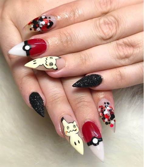 Conference Nails, Pikachu Nail Art, Pikachu Nails, Pokemon Nails, Pretty Fingers, Witchy Nails, Nails Collection, Cat Nail, Anime Nails