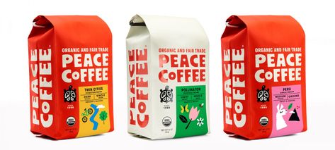 Werner Design Werks Carnival Desserts, Grain Packaging, Peace Coffee, Branding Poster, Retro Packaging, Poster Sport, Logo Identity, Old Logo, Graphic Design Packaging