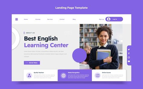 Free vector flat landing page for englis... | Free Vector #Freepik #freevector #school-landing-page #school-website #education-landing-page #language-course Language Website Design, Lms Website Design, Education Banner Design Ideas, Education Landing Page, School Landing Page, Website Design Minimalist, Language Website, Learning Website Design, Language App