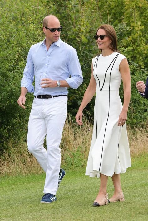 Two of Kate Middleton's favourite brands just dropped the chicest shoe collaboration | HELLO! William E Kate, Principe William, Dreamy Whites, Polo Match, Catherine Elizabeth Middleton, Estilo Real, Middleton Style, Emilia Wickstead, Duke Of Cambridge