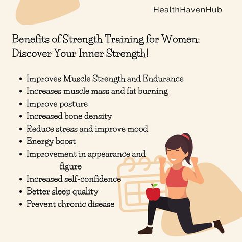 I know many of you are worried about strength training overly building muscle mass and leading to overall weight gain. But don't worry, it's just a myth! Strength training has enormous benefits for our health, well-being and appearance. As you can see, the benefits of strength training for women are enormous. It not only improves appearance and figure, but also has a positive impact on health, well-being and quality of life. Strength Training Benefits For Women, Benefits Of Strength Training For Women, Strength Training Benefits, Dim Benefits For Women, 5htp Benefits For Women, Strength Training For Women, Weight Training Women, Strength Training Women, How To Start Exercising