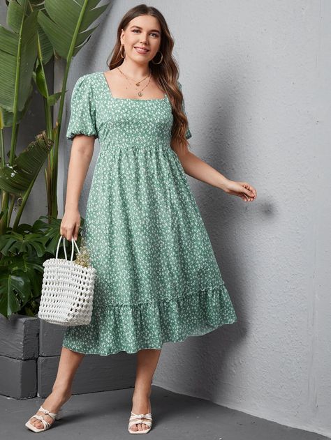 Rayon Frocks For Women, Square Neck Frock Designs, Square Neck A Line Dress, Rayon Frock Design, A Line Frocks For Women, Plus Size Frocks, Floral Frocks For Women, Simple One Piece Dress, Big Size Fashion Dress