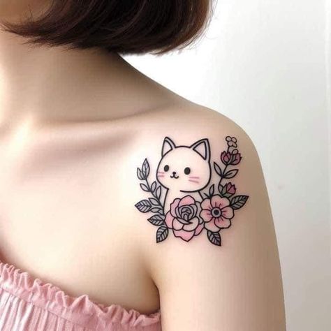 Girly Hand Tattoos, Cat Tattoo Ideas, Petit Tattoo, Black Cat Tattoos, Cat Tattoo Designs, Tatuaje A Color, Cute Tattoos For Women, Unique Tattoo, Creative Tattoos