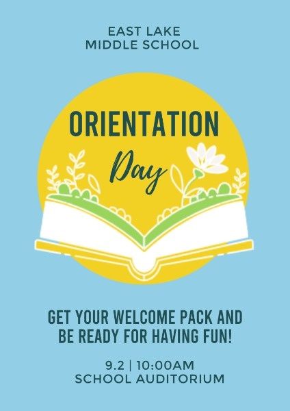 Orientation Poster Design, School Promotion, Orientation Day, Templates Simple, Classroom Management Techniques, Back To School Hacks, Back To School Crafts, East Lake, Design Layouts