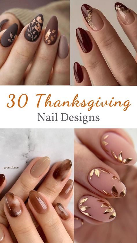 fall nail art inspiration perfect for Thanksgiving Between Thanksgiving And Christmas Nails, Professional Holiday Nails, Thanksgiving To Christmas Nails, Thanksgiving Gel Nails Colors, Elegant Thanksgiving Nails, Easy Thanksgiving Nail Art, Thanksgiving Nails Oval, Fall Thanksgiving Nails 2023, Neutral Thanksgiving Nails