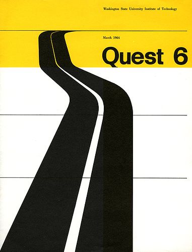 Designed by Irwin McFadden for a Washington State University conference on the roads of Washington state 1964. American Graphic Design, Swiss Typography, Red Inspiration, Automotive Advertising, Graphic Design Collection, Brochure Cover, Ferrari F1, Communication Design, Cool Posters