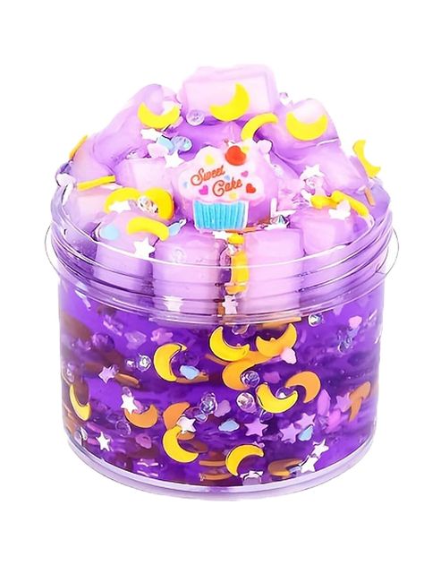 1Pc Super Mini Jelly Cube Crunchy Slime Kit, with Yellow, Pink, Purple, Green & Blue Clear Crunchy Slime, Super Soft Sludge Toy with Cute Charms, Party Favors Slime | SHEIN USA Unicorn Desserts, Crunchy Slime, Slime Kit, Purple Collar, Cute Charms, 7th Birthday, Purple Green, Slime, Pink Purple