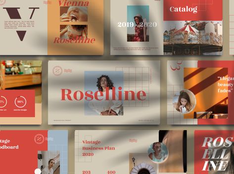 Roselline Vintage & Retro Powerpoint Template by Masdika Studio Retro Powerpoint, Media Studio, Fashion Abstract, Keynote Design, Portfolio Fashion, Palette Design, Vintage Videos, Powerpoint Presentation Design, Ppt Design