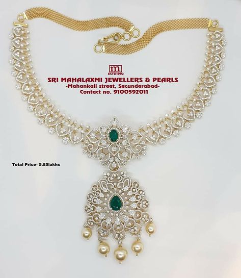 Wide range of collection added in Detachable Diamond Necklaces with VVS clarity, E-F colour and IGI Certified Diamonds. Get Huge Discounts on Our Already Loewst Prices with Huge Collection to choose from. #SriMahalaxmiJewellers #Diamondnecklace #Diamonds #Detachablenecklace Diamond Necklace Set Indian With Price, Diamond Necklace Set With Price, Diamond Necklace With Price, Cz Necklace Designs, Diamond Neckless, Jewellery Design Gold, Plain Necklace, Latest Gold Jewellery, Bridal Jewelery