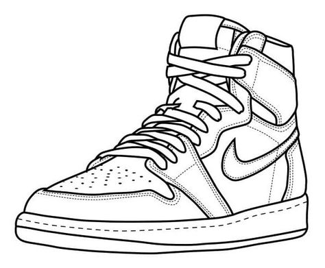 Nike Drawing, Sneakers Sketch, Sports Coloring Pages, Sneakers Drawing, Shoe Sketches, Michael Jordan Shoes, Shoes Drawing, Outline Drawings, Coloring Book Art