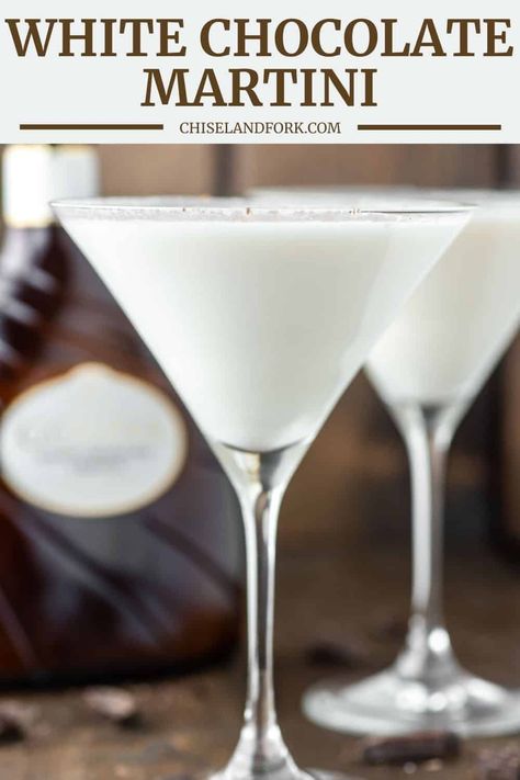 White Chocolate Martini Recipe, Salted Caramel Martini, White Chocolate Martini, Caramel Martini, Chocolate Vodka, White Chocolate Liqueur, Martini Ingredients, Chocolate Martini, White Choc