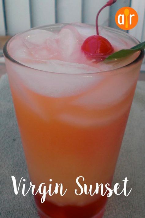 Virgin Sunset | "It was really good especially for a pregnant woman like me." #drinks #drinksrecipes #drinkrecipes #drinkinspiration Woman Like Me, Virgin Cocktails, Virgin Drinks, Mocktail Drinks, Alcohol Free Drinks, A Pregnant Woman, Drink Tags, Drink Recipes Nonalcoholic, Low Carb Snack