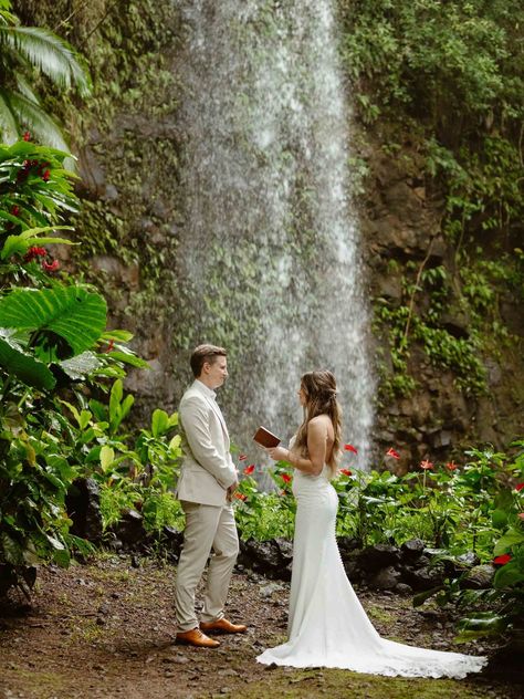 Waterfall Wedding Venues // 2024 Guide — Elopement Photographer & Guide... — Texas Elopement Photographer | Sarah Linda Photography Waimea Falls Wedding, Multnomah Falls Wedding, Kauai Waterfalls, Rainforest Wedding, Washington Waterfalls, Elope In Hawaii, Hawaii Waterfalls, California Waterfalls, Texas Elopement