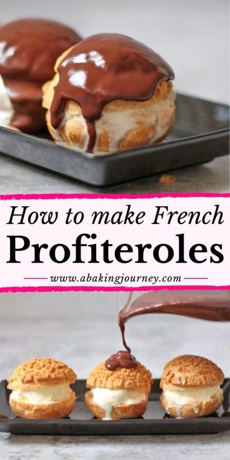 Choux Recipe, Profiteroles Recipe, Pastry Cream Recipe, Classic French Desserts, French Dessert Recipes, Profiterole, Cream Puff Recipe, Cooking Chocolate, Pastry Shells