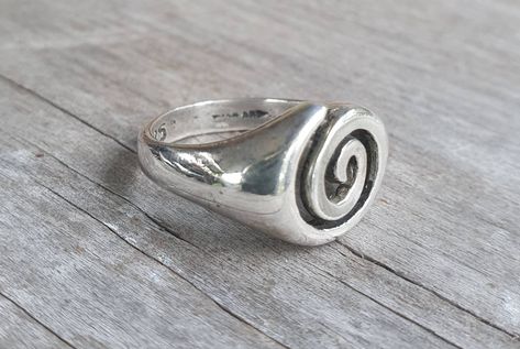 "Spiral of life ring 9ct gold Flowing Swirl  Weights 4.7 approx.  12mm wide spiral (1/2\"  ) I also make this in sterling silver. https://www.etsy.com/au/listing/707630443/swirl-ringsterling-silverbohogoddess?ref=shop_home_active_2 PLS CONVO ME IF your size is not listed." Gothic Art Nouveau, Maori Koru, Y2k Rings, Fairy Ring, Life Ring, Eco Jewelry, Hippie Rings, Spiral Ring, Dragon Ring