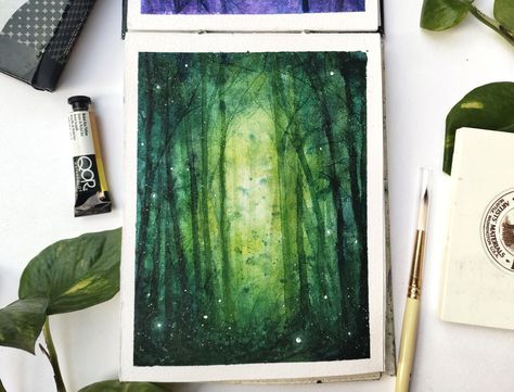 Mystical Watercolor, Gouache Painting, Art Ideas, Art Journal, Sketch Book, Forest, Paintings, Pins, Quick Saves