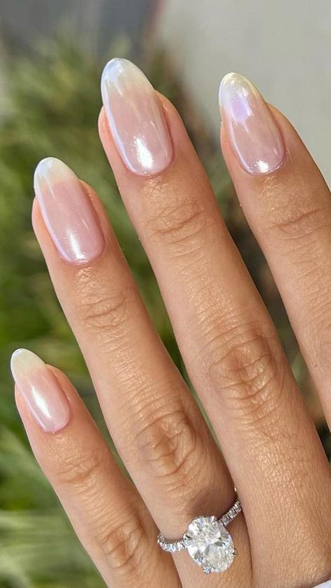 Bachelorette Nails, Nude Chrome, Chrome Wedding, Bride Nail, Ombre Chrome Nails, Simple Wedding Nails, Wedding Nail Ideas, Bridal Manicure, Wedding Day Nails