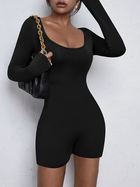 Faster shipping. Better service Unitard Outfit, Body Suit Outfits, Looks Party, Long Sleeve And Shorts, Long Romper, Romper Outfit, Long Jumpsuits, Long Sleeve Jumpsuit, Short Jumpsuit