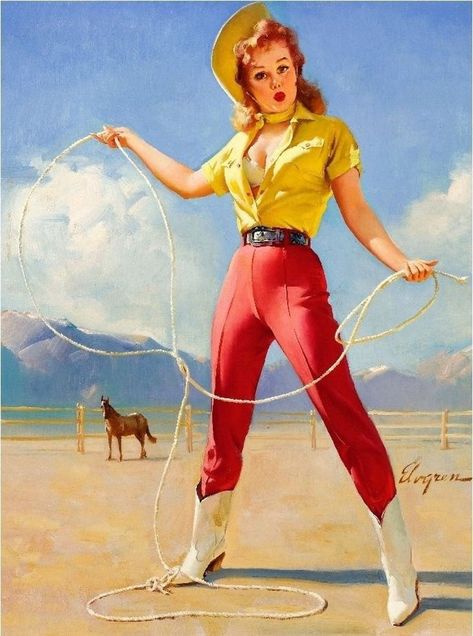 Vintage Pinups, Cowgirl Art, Pin Up Vintage, Pin Up Girl Vintage, Cowgirl And Horse, Pinup Art, Cowgirl Birthday, Vintage Cowgirl, Vintage Witch