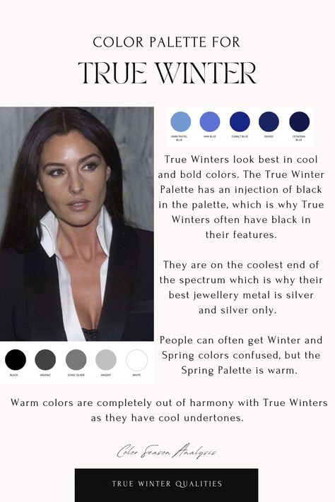 True Winter Color Palette True Winter Hair, True Winter Palette, True Winter Makeup, Color Analysis Winter, Winter Celebrities, True Winter Color Palette, Winter Skin Tone, Cool Winter Color Palette, Deep Winter Palette