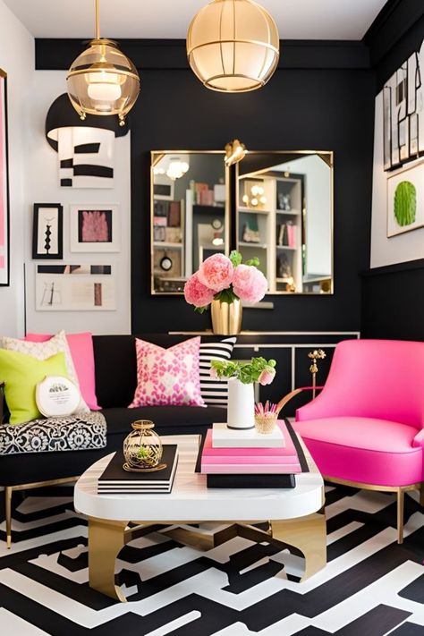 Transform your space into a chic haven with Kate Spade-inspired interior vibes! 🌸✨ Explore playful patterns, vibrant colors, and stylish accents to infuse your home with that signature Kate Spade charm. Elevate your living space with a touch of glamour and a dash of whimsy. 💖🛋️ #KateSpadeStyle #HomeDecorInspo #ChicLiving Infuse your living space with the vibrant spirit of Kate Spade! 🌈✨ cozyspiritstudio.etsy.com ETSY USA Kate Spade Room, Maximalist Rooms, Glam Rooms, Cottage Ranch, Patchwork Decor, Diva Den, Elegant Living Room Decor, Sleek Furniture, Living Room Decor Inspiration