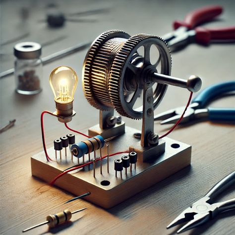 How to Build a Simple Electric Generator Using a Motor Basic Electrical Engineering, Motor Generator, Plastic Gears, Mechanical Energy, Pv System, Electric Generator, Sustainable Technology, Electrical Energy, Energy Conservation