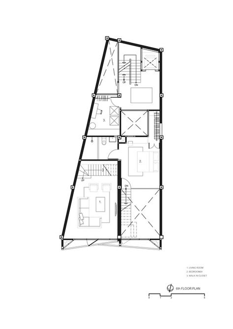 Trapezoid House Plan, Triangle Architecture, Autocad Layout, One Floor House Plans, Studio Plan, Japan House Design, Running Records, Triangle House, Hotel Exterior