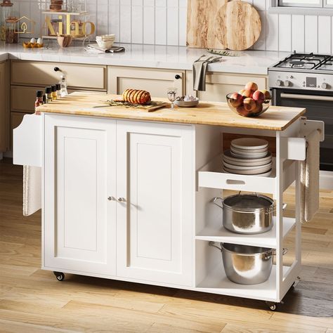 L Kitchen Island, Kitchen Island Rolling, Kitchen Island With Storage, Island With Storage, Kitchen Carts On Wheels, Portable Kitchen Island, Freestanding Kitchen Island, Kitchen Island On Wheels, Kitchen Storage Cart