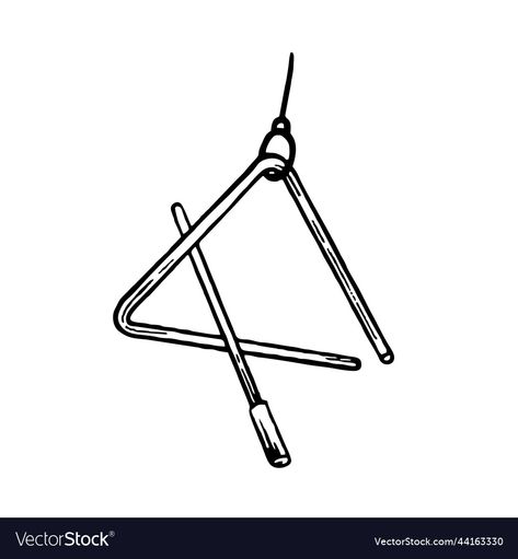 Triangle musical instrument drawn by hand black Vector Image Triangle Musical Instrument, Triangle Instrument, Musical Instruments Clipart, Triangle Drawing, Shape Songs, Musical Instruments Drawing, White Doodle, Wall Trends, Clip Art Pictures