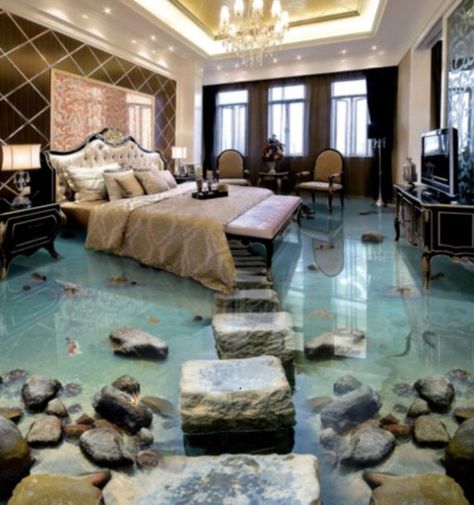 3D Waterfall Floor Mural – make people stare at your floor more, in a good way Reka Bentuk Bilik Tidur, 3d Flooring, 3d Square, Romance Aesthetic, Beach Living Room, Aj Wallpaper, Hiasan Bilik Tidur, Floor Murals, Interior Design Per La Casa