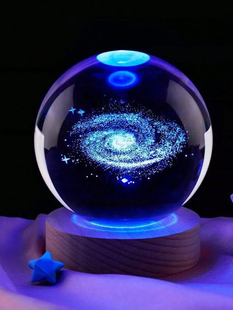 3D Laser Engraved Galaxy Pattern Crystal Ball Ornament With Colorful Lighting, Gift Clear    Artificial Crystal     Home Decor, size features are:Bust: ,Length: ,Sleeve Length: Galactic Room, Cristal Ball, Galaxy Night Light, Colorful Lighting, Galaxy Pattern, Lighting Gifts, Magical Jewelry, Gravure Laser, Crystals In The Home