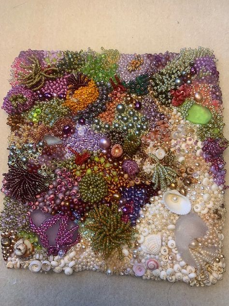 Beaded Coral Reef, Beading Textiles, How To Bead, Beading Artwork, Textiles Nature, Textiles Sketchbook, A Level Textiles, Beads Art, Coral Art