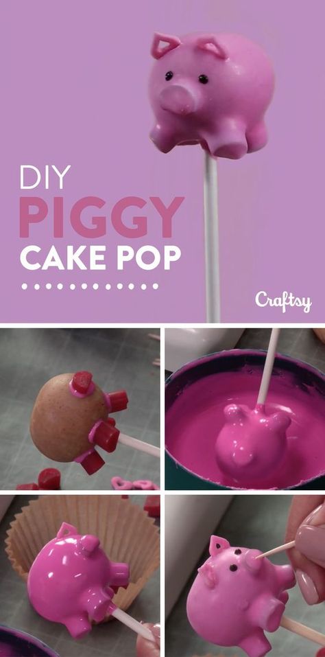 Diy Cake Pop, Cake Pop Receita, Piggy Cake, Perfect Cake Pops, Diy Cake Pops, Nutella Cookie, Cake Courgette, Cake Pop Designs, Cake Pop Decorating