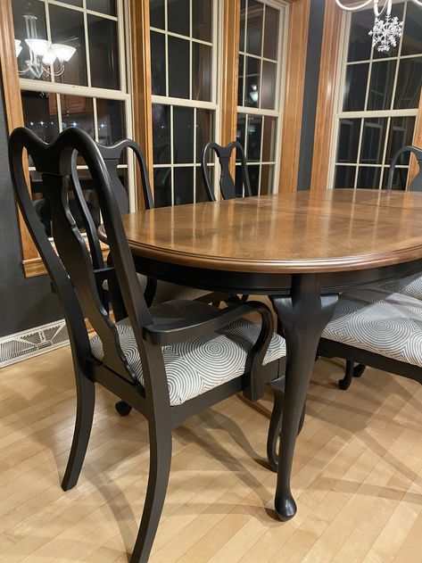 Two Toned Furniture * Two Toned Table And Chairs, Two Tone Dining Table And Chairs, Dining Table Two Tone, Sunflower Dining Table Decor, Painted Cherry Dining Room Furniture, Gel Stain Dining Room Table, Two Tone Table And Chairs, Two Toned Table, Redo Dining Room Table And Chairs