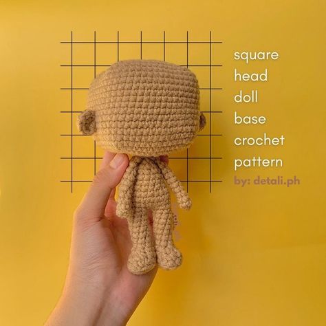 Designer Spotlight: Innovative Amigurumi Doll Patterns For Crocheters - KnitHacker Crochet Doll Base Pattern, Crochet Doll Base, Head Crochet, Doll Base, Square Head, Fun Crochet Projects, Crochet Square, Crochet Doll Pattern, Crochet Patterns Amigurumi