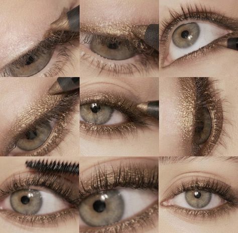 Bronze Eyeliner, Kajal Liner, Golden Eye Makeup, Victoria Beckham Beauty, Bronze Eye Makeup, Skin Tone Makeup, Special Occasion Makeup, Kajal Eyeliner, Eyes Lips Face