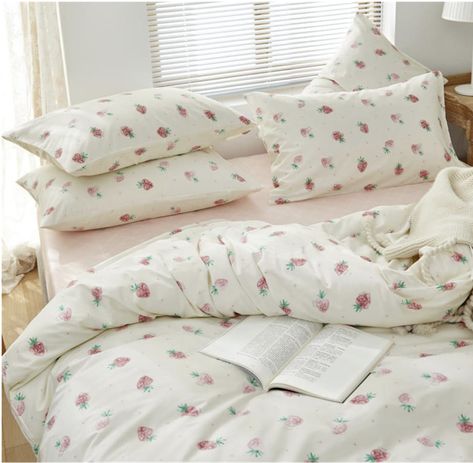 Cotton Fabric: The cute strawberry bedding queen girls duvet cover set is made of 100% natural cotton, super soft and comfortable to touch, lightweight and breathable to bring you the good deep sleep all the night.
✦ Set Include: Kawaii bedding strawberry cotton duvet cover queen 3-piece set = 1*Strawberry duvet cover queen 90" x 90" + 2* Patterned pillow cases queen 20" x 26". 【Notes】Queen girls bedding cotton comforter cover just a cover, not the fluffy comforter Kawaii Bedroom Decor, Strawberry Duvet, Kids Bed Cover, Strawberry Bedding, Strawberry Beds, Cute Duvet Covers, Girls Duvet Covers, Girls Bedding