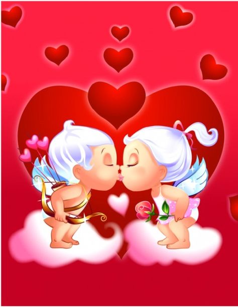 Two Cupids Kissing Free Valentines Day Cards, Valentines Day Cartoons, Love Smiley, Love Cartoon Couple, Happy Valentines Day Images, Valentines Day Pictures, Love Heart Images, Emoji Love, Love Wallpapers Romantic