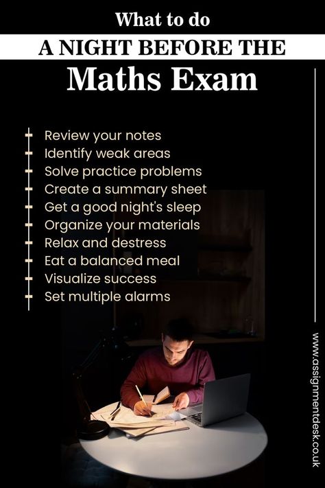 how to pass a math test without knowing anything
how to study for maths exam in 2 hours
i have a math test tomorrow and i don't know anything
how to pass a math test last minute
how to study for maths exam in 1 hour
things to do before maths exam
how to prepare for maths exam in one week Night Before Exam, Maths Homework, Exam Preparation Tips, Math Exam, Math Homework Help, Maths Exam, Best Study Tips, Study Tips For Students, Math Problem