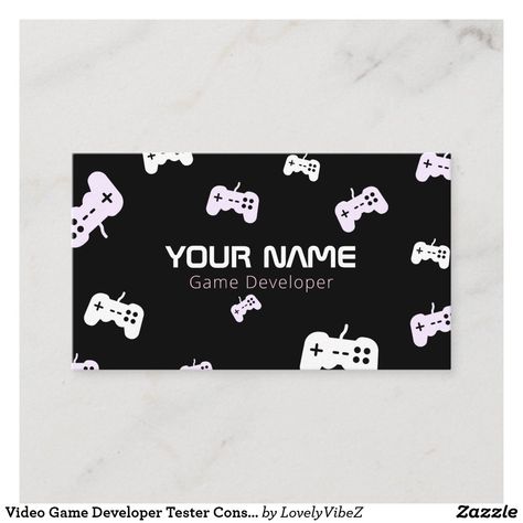 Video Game Developer Tester Console Black & White Business Card Video Game Developer, Cute Business Cards, Company Business Cards, Video Game Shop, Caracter Design, Game Developer, White Business Card, Video Game Development, Creative Games